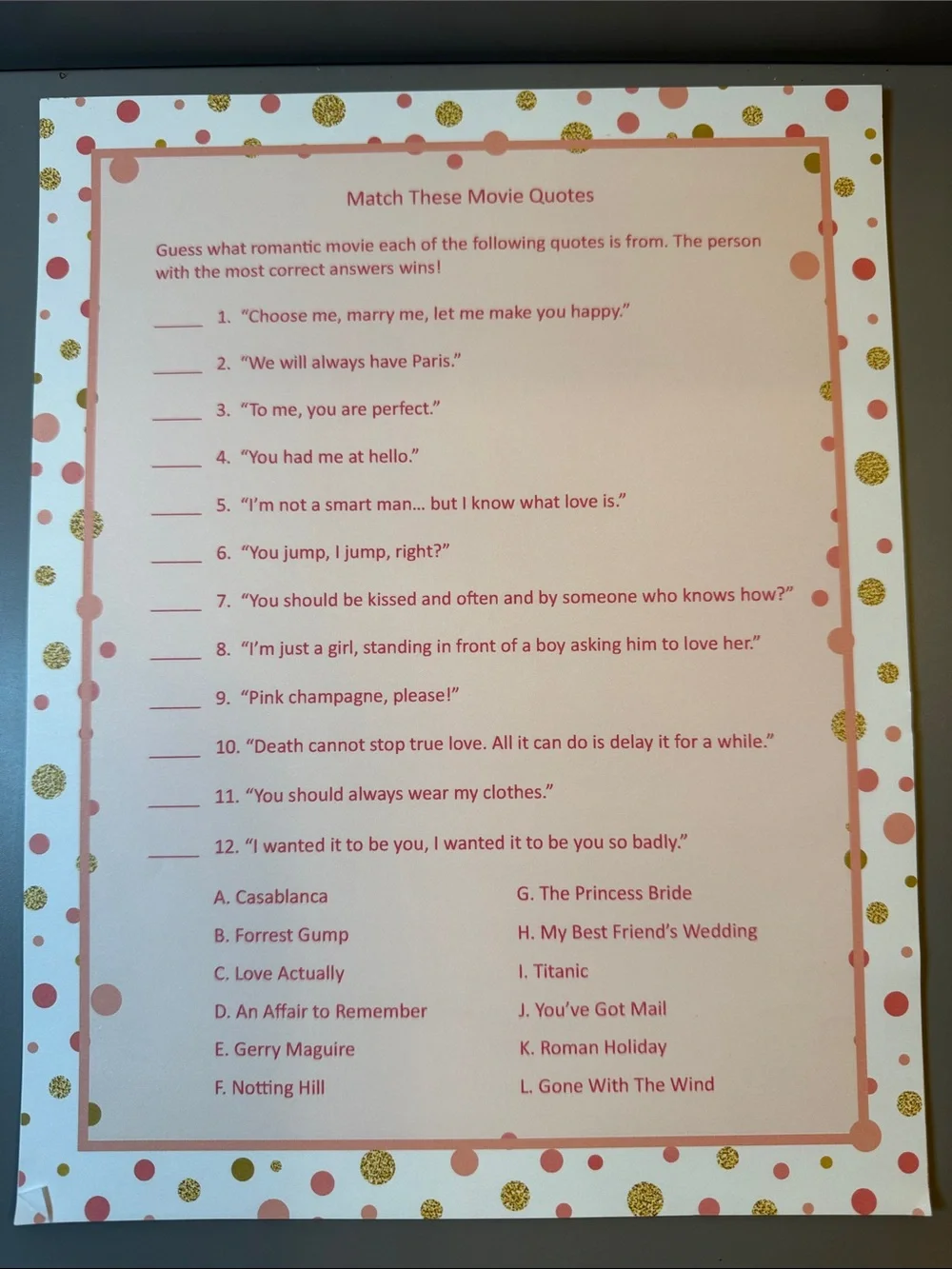 Lot of Wedding Shower Decorations and Activities